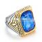 gold silver plated vintage surgical stainless steel gemstone ring