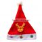 China Alibaba no sew applique deer pigeon squirrel polyester Xmas cap fabric christmas hat ideas with pompon for holiday gifts