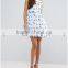 Guangzhou Wholesale Clothing OEM o neck Sleeveless White Sunflower Organza Dress
