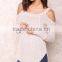 Popular High Quality Cold Beige Shoulder Knit Tops Sexy Off Asymmetric Sexy Party Sweaters