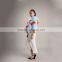 Myfur Ladies Pale Blue Fox Fur Coat With a Flower Genuine Fox Fur Outwear Jacket