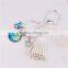 Off-white & Blue AB Color Tassel Star Clear Rhinestone Fish /Dragon Scale Keychain