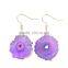 Gold Plated Raw Crystal Amethyst Cluster Natural Stone Drop Earrings