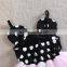 2015 new arrival black polka dots birthday baby girls party wear dress M5041516