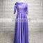 Elegant Purple A Line Long Evening Dresses 2017 With 3/4 Long Sleeve