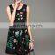 High quality elegant sleeveless embroidery dress of nature waist