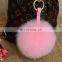 Factory wholesale bushy and soft fox fur pompon pom pom ball key chain