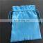 Shiny satin blue cloth bag for sunglass packed with PP rope