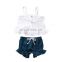1-5 Years Kid Newborn Baby Girls Button Sleeveless Tank Tops + mini shorts Outfits 2pcs Clothing Set