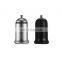 CE RoHS Mini Size Metal Zinc Alloy USB Dual Car Charger For Smartphones and Tablet PCs