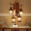China wholesale rustic hanging pendant lamp iron and wood ceiling lamp