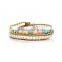 Bohemian handmade colorful glass bead and copper bead macrame beaded bracelet