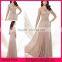 Elegant Half Sleeve Sheer Scoop Neck Lace Applique Mother Of The Bride Dress Chiffon Evening Dress