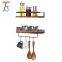 Rustic Wood Wall Floating Farmhouse Entry Shelf Rack With Hooks