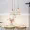 Retro Glass Pendant Lights Nordic Minimalist Bedside Light Creative Restaurant Balcony Brass Square Hanging Lamp