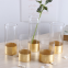 Home Luxury Wedding Centerpiece Decorative Electroplate Golden Crystal Cylinder Glass Flower Tabletop Vase Pot