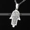 Diamond hand of Fatima necklace stainless steel Palm jewelry wholesale