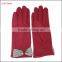 Lady's red spandex velvet warm gloves with supersoft polyester lining