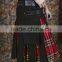 Black Deluxe Utility Leather Strap Two Tone Kilt With Two Side Cargo Pockets On Both Side Made Of Poly Cotton & Tartan Material