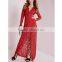 High quality plunge lace maxi evening dress red