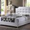 Carlotta White Modern Bed with Upholstered Headboard Bedroom Furniture