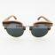 Wood half frame polarized glasses wooden half mirror coating sunglasses