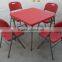 red color plastic folding camping square table for 4 seats