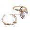 Classic Geometric Ring Double Exquisite Yellow 18k Gold Plating Austrian Crystal Zircon Heart Rings