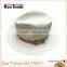 Fashion white color straw panama shape hat with chevron pattern hatband