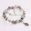 2015 Europen fashion engravable jewelry silver plated leaf charm alloy bracelet