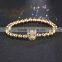 Fashion Luxury 18K Genuine Gold Plated Crystal Beaded Micro Pave Braiding Macrame Crown Men Bracelets Valentine's Gift