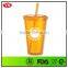 Promotional Souvenir 16 oz Plastic Cup With Straw
