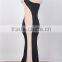 Hot wholesale 2016 newest arrival two colors combination full length evening dress one sleeve