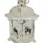 Christmas white metal candle lantern with heart decoration