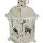 Christmas white metal candle lantern with heart decoration