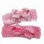Crochet Elastic Baby Headbands with 3inch Chevron Ribbon Bows for Baby Girls Hair Accessories