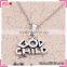 God child alphabets pendant necklaces, hot sale imitation silver chain necklace