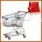 metal wire steel supermarket trolley cart for shopping with shelf