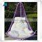 Outdoor or indoor patio rattan single seat swing chair with stand with white cushions