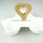 Wholesale Ceramic White Dinner Plate Divided Serving Platter & Wooden Handle