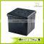 Black Cube Coffee Table Faux Leather Storage Ottoman
