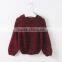 High quality raglan sleeve woolly loose sweater for girl