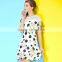 HOYUGO digital printing lace high neck dresses lace dress