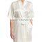 Wholesale & custom short kimono robe, wrap front silk satin robe, lace trim short robe