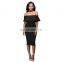 Europe And America Fashion Off Shoulder Pure Color One-Piece Dress