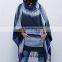 High Collar Dyed Plus Size Fringe Women Loose poncho sweater