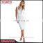 2017 New Fashion Customed Sleeveless White Midi Brand Pretty Women Lace Dress