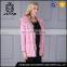 Pink cheap sheep wool fur coat with detachable fur inside