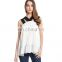 2017 Chiffon blosue off shoulder girls blouse black and white blouse