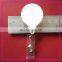 white retractable reel id card holder with crocodile clip